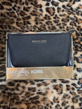 Michael Kors Black Crossbody Belt Bag with Gold Hardware